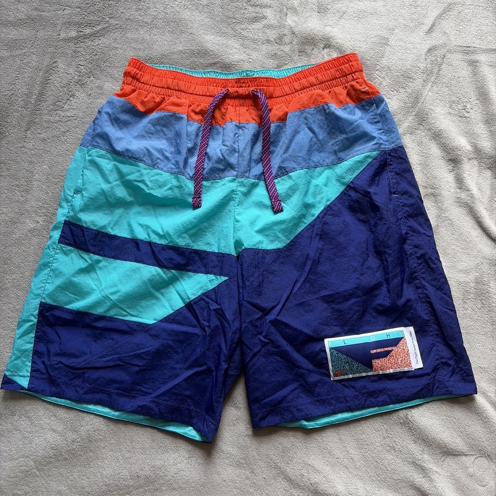 Nike Shorts Mens L Flight Series Windbreaker Basketball Shorts Blue Colorblock